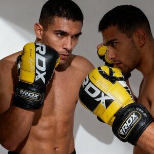 RDX Yellow/Black Sparring Gloves With Wrist Strap